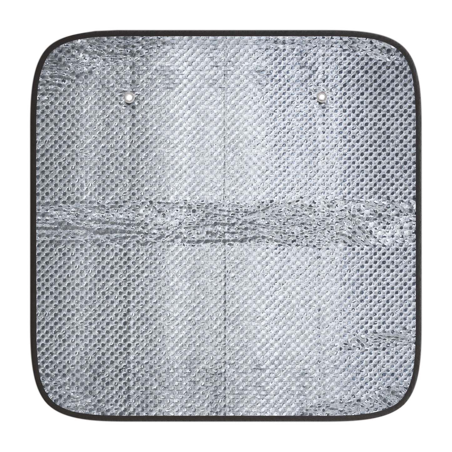 Square car sunshade with textured surface on a white background
