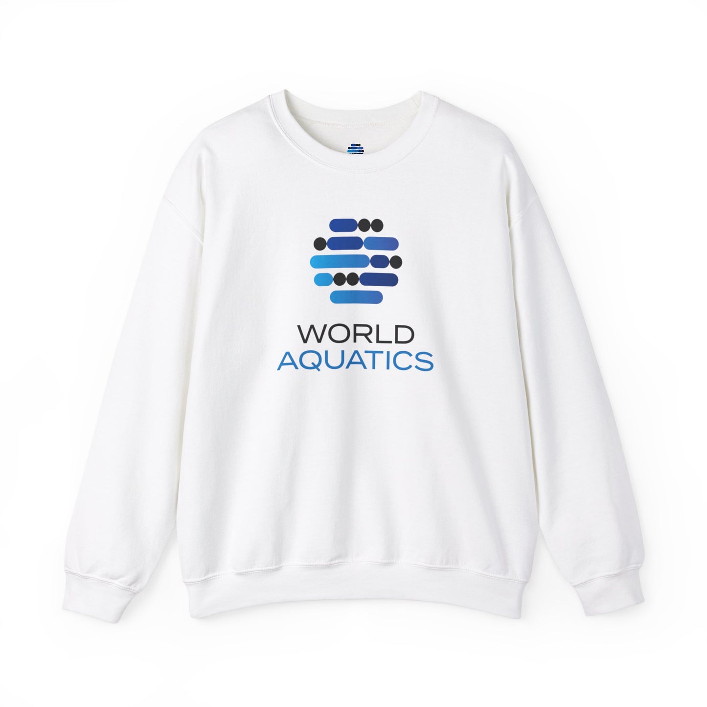 White World Aquatics Crewneck Sweatshirt – minimalist design, ribbed cuffs and hem, cozy and durable.