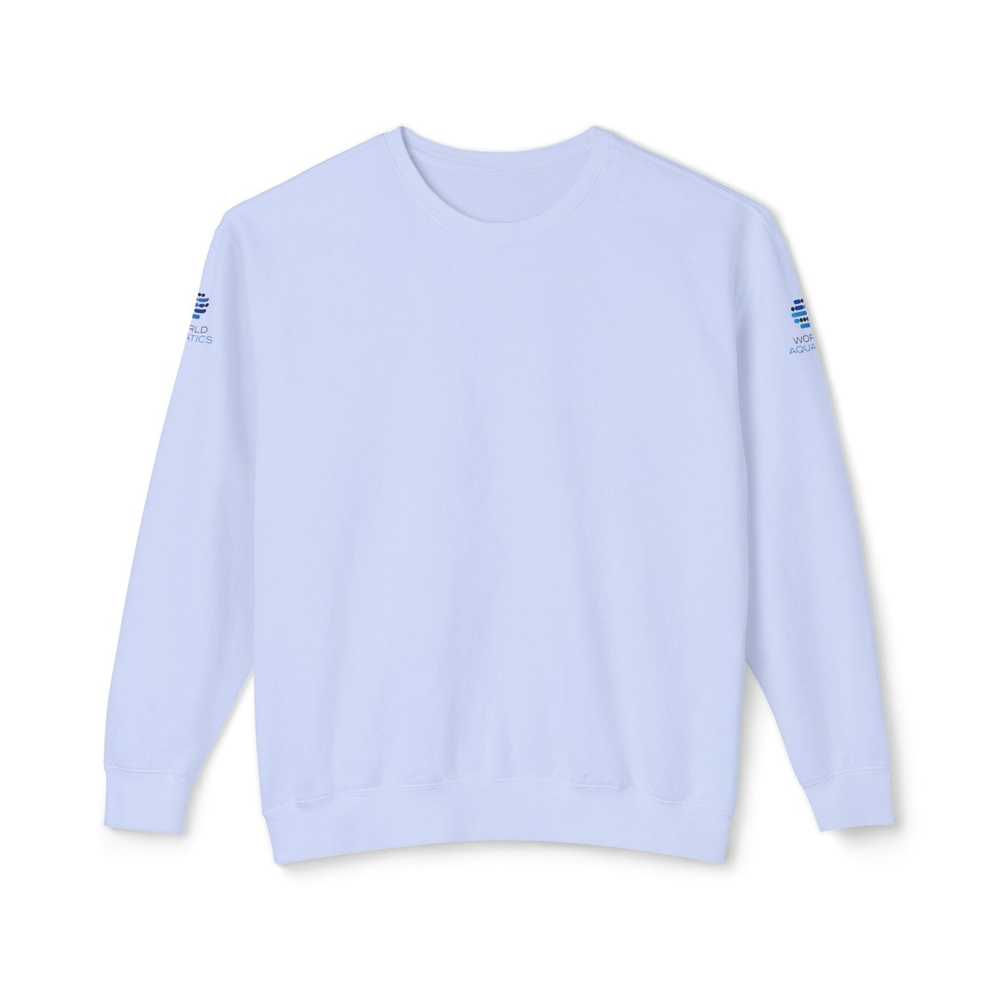 Light blue World Aquatics Sweatshirt – relaxed fit cotton blend crewneck for men and women.