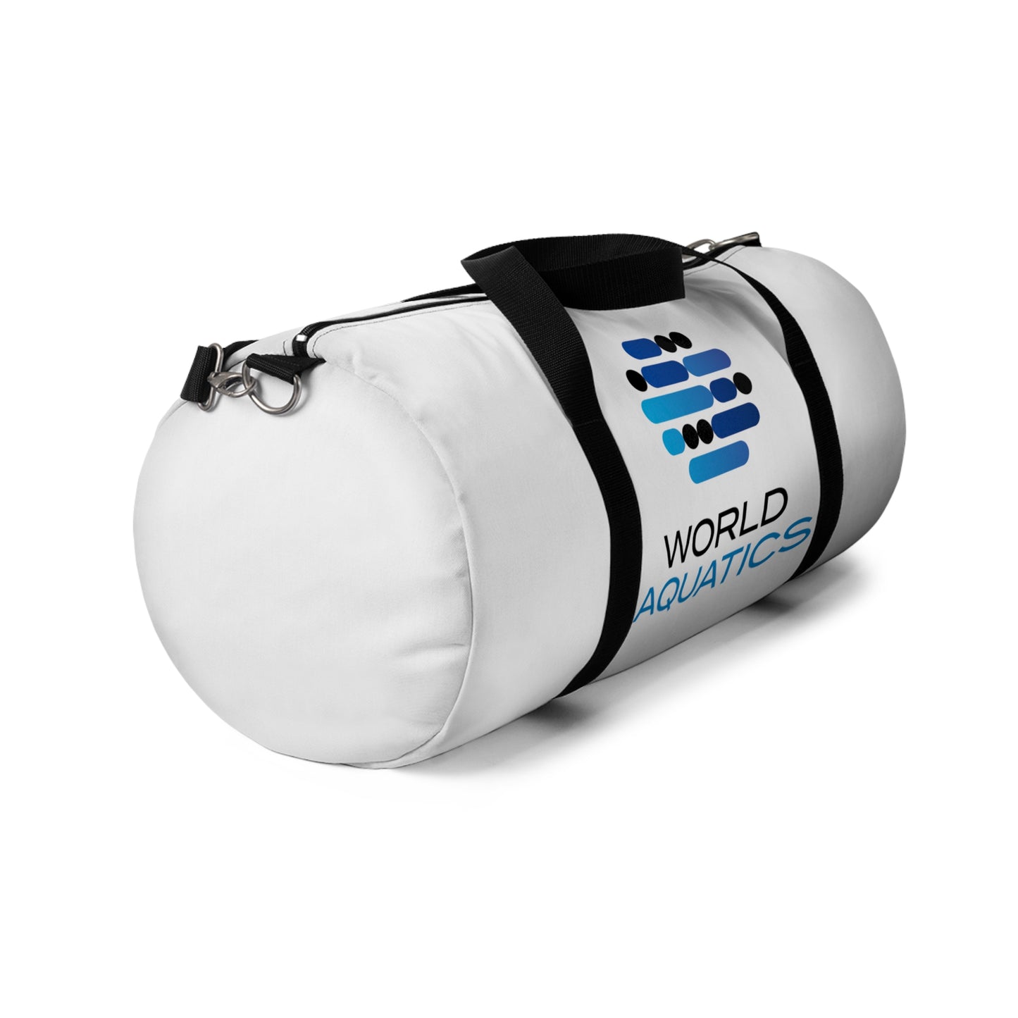 Side view of World Aquatics Duffel Bag – roomy travel duffel with reinforced stitching.