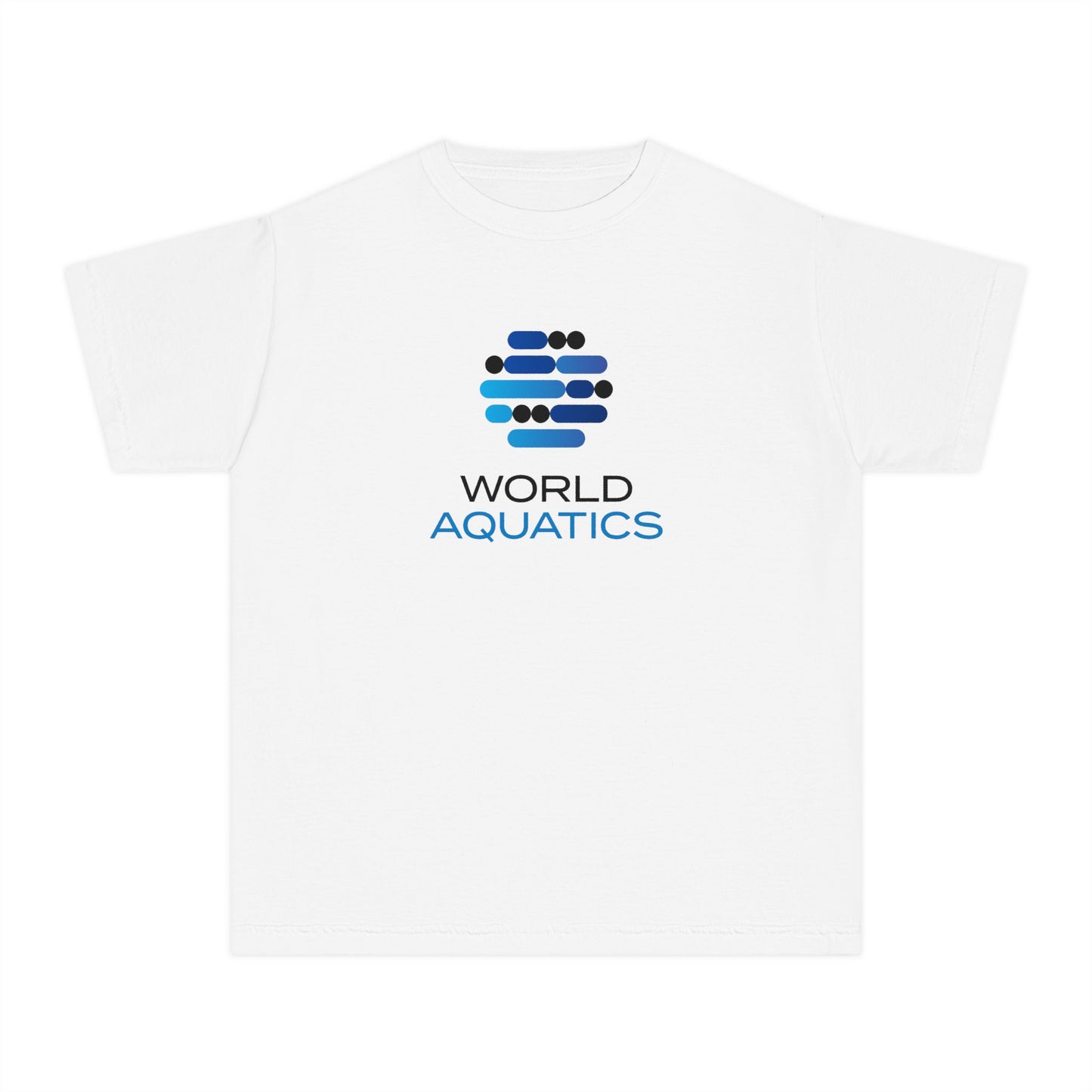 White World Aquatics Kids T-Shirt – comfortable and lightweight short-sleeve tee made from 100% cotton.