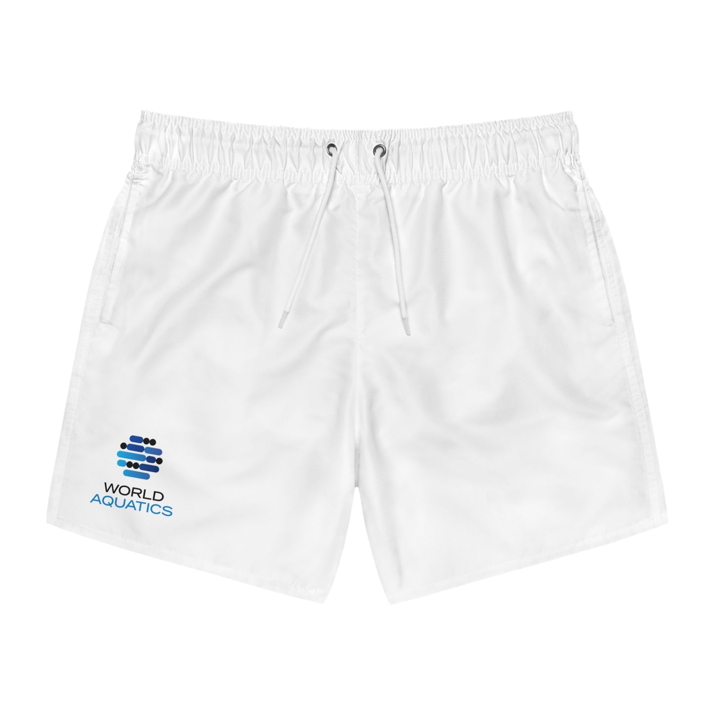Side view of World Aquatics Men’s Swim Trunks showing elastic waistband, sleek tailored profile, and water-friendly design.