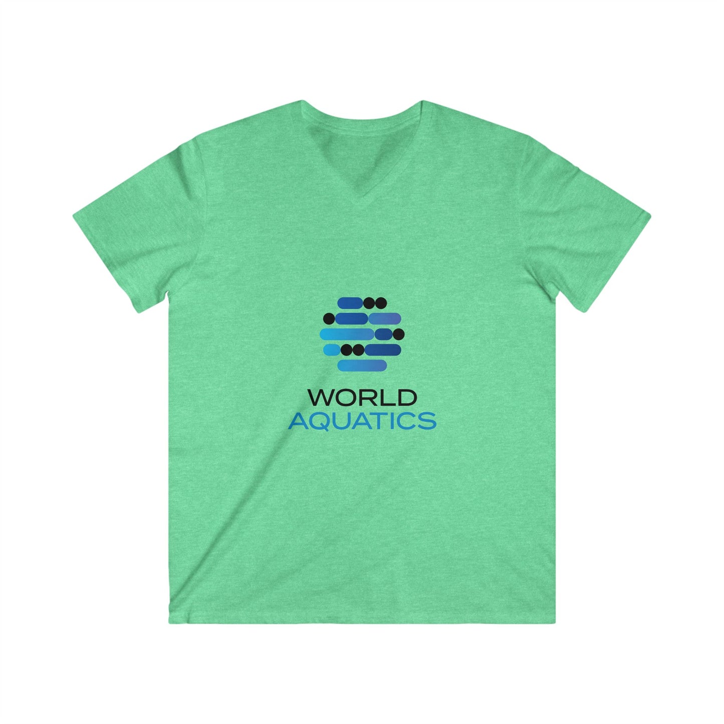 Back view of World Aquatics Men’s V-Neck Tee highlighting smooth finish and quality stitching for comfortable all-day wear.
