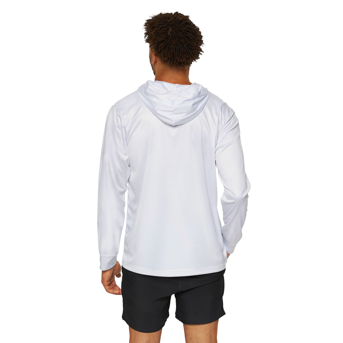 Back view of World Aquatics Outdoor Hoodie – breathable athletic top for running, hiking, or training.