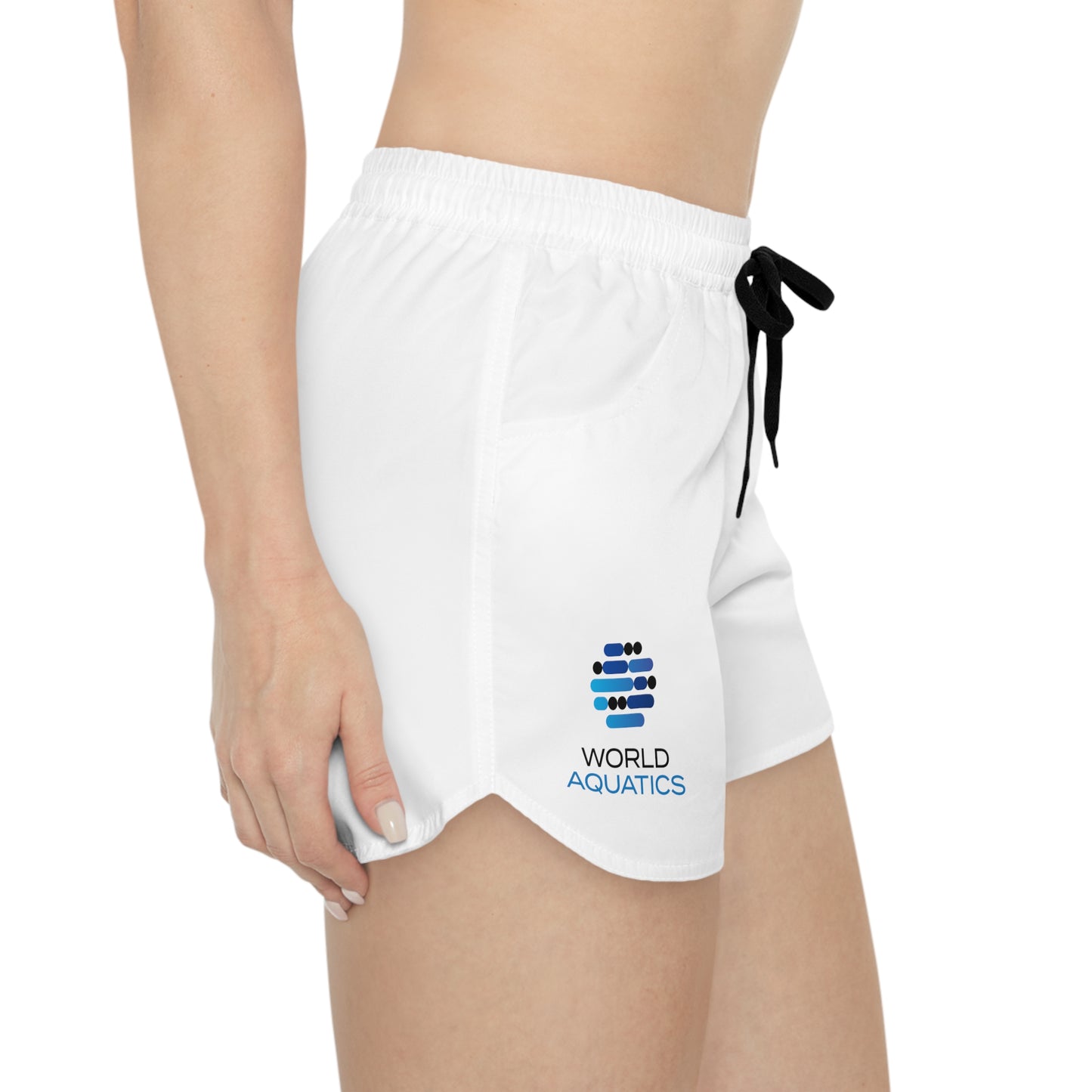 Side view of World Aquatics Performance Shorts – sporty, comfortable fit ideal for workouts and swimming sessions.