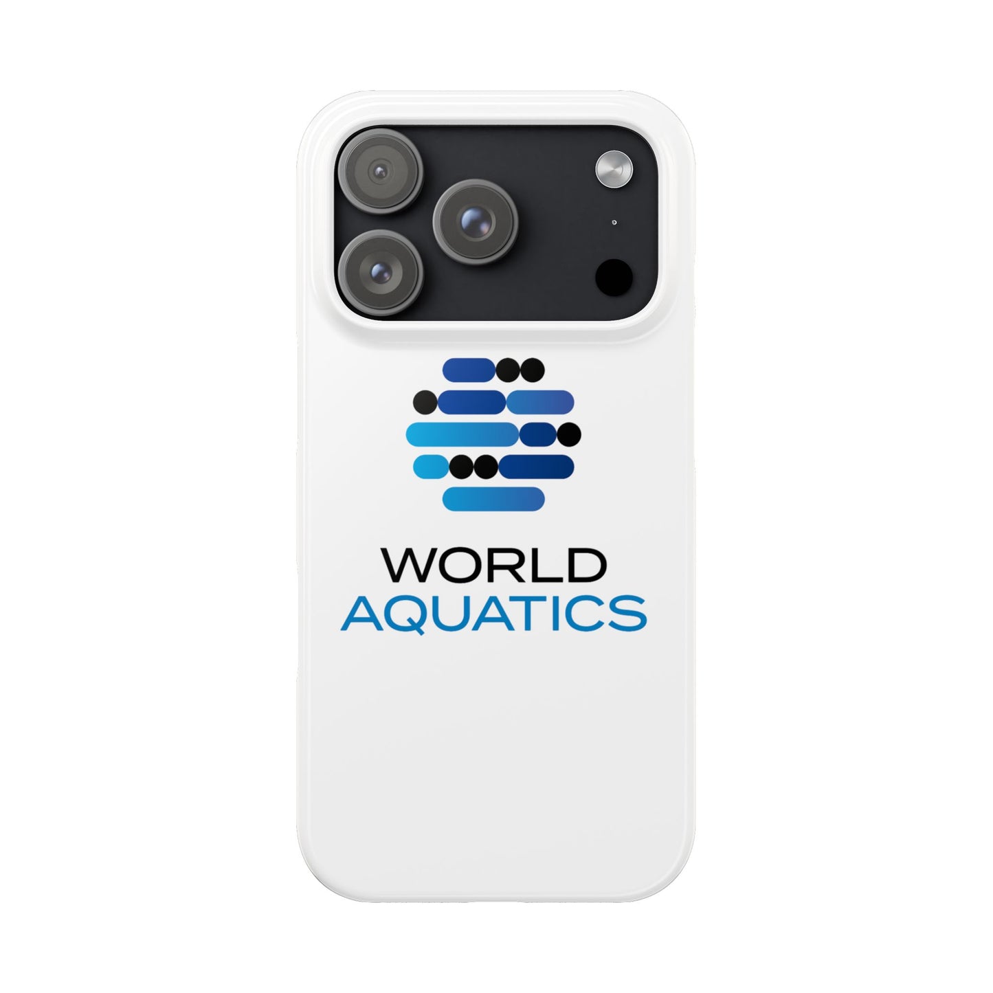 Collection of World Aquatics Phone Cases for iPhone models – slim, durable cases featuring the official World Aquatics logo.