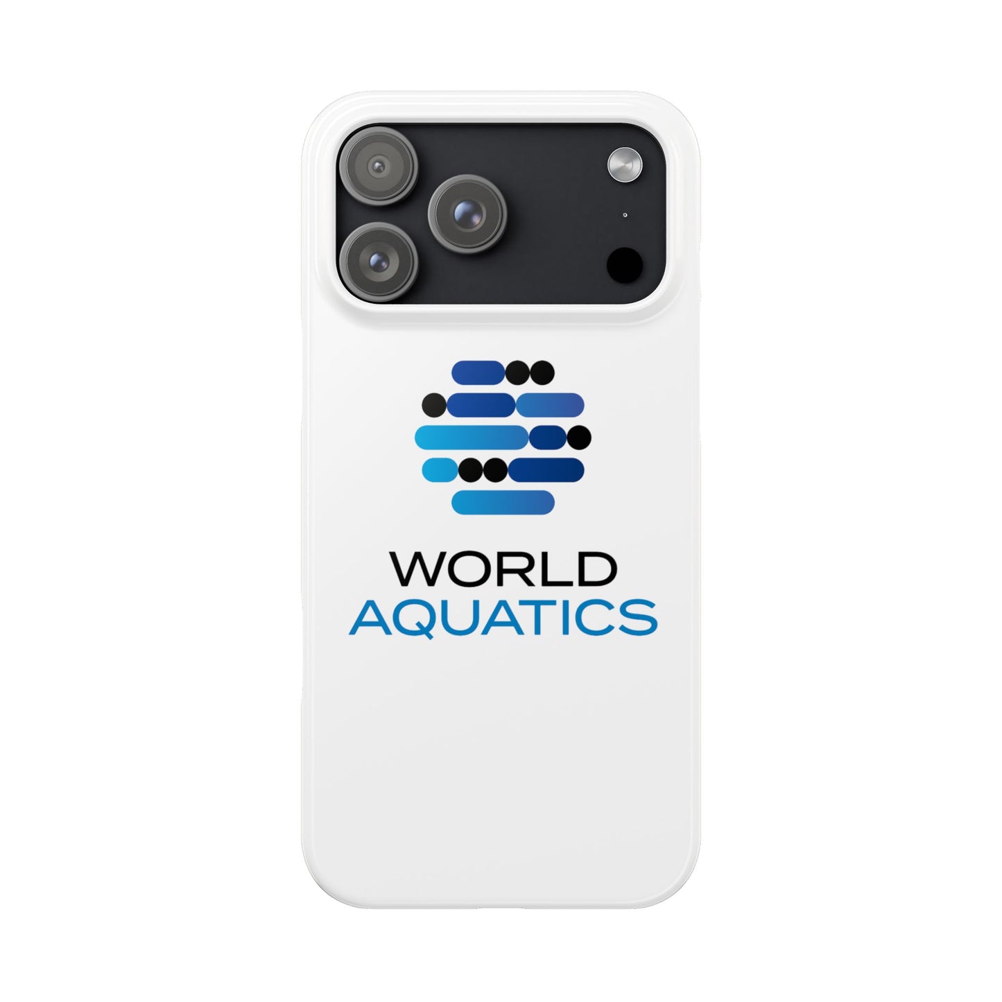 Close-up of World Aquatics Phone Case camera cutout – precision fit with smooth glossy edges and reinforced protection.