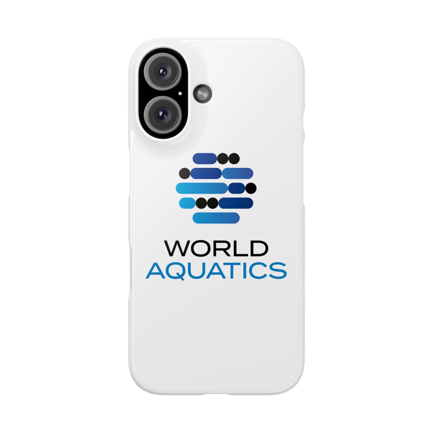 World Aquatics iPhone 14 Pro Max Case – slim protective case featuring vibrant World Aquatics branding.