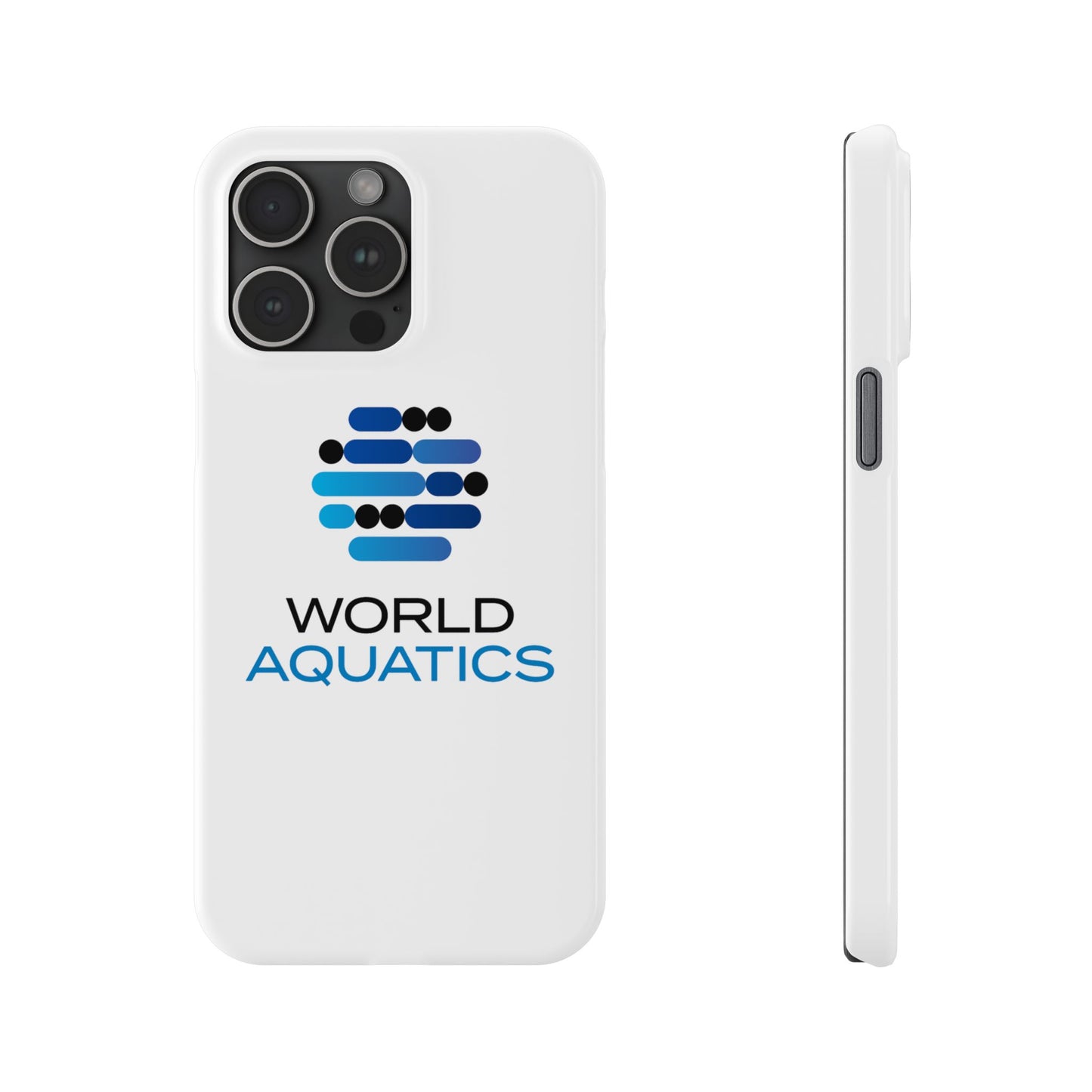 World Aquatics iPhone 14 Pro Case – shock-resistant polycarbonate case with precision cutouts.