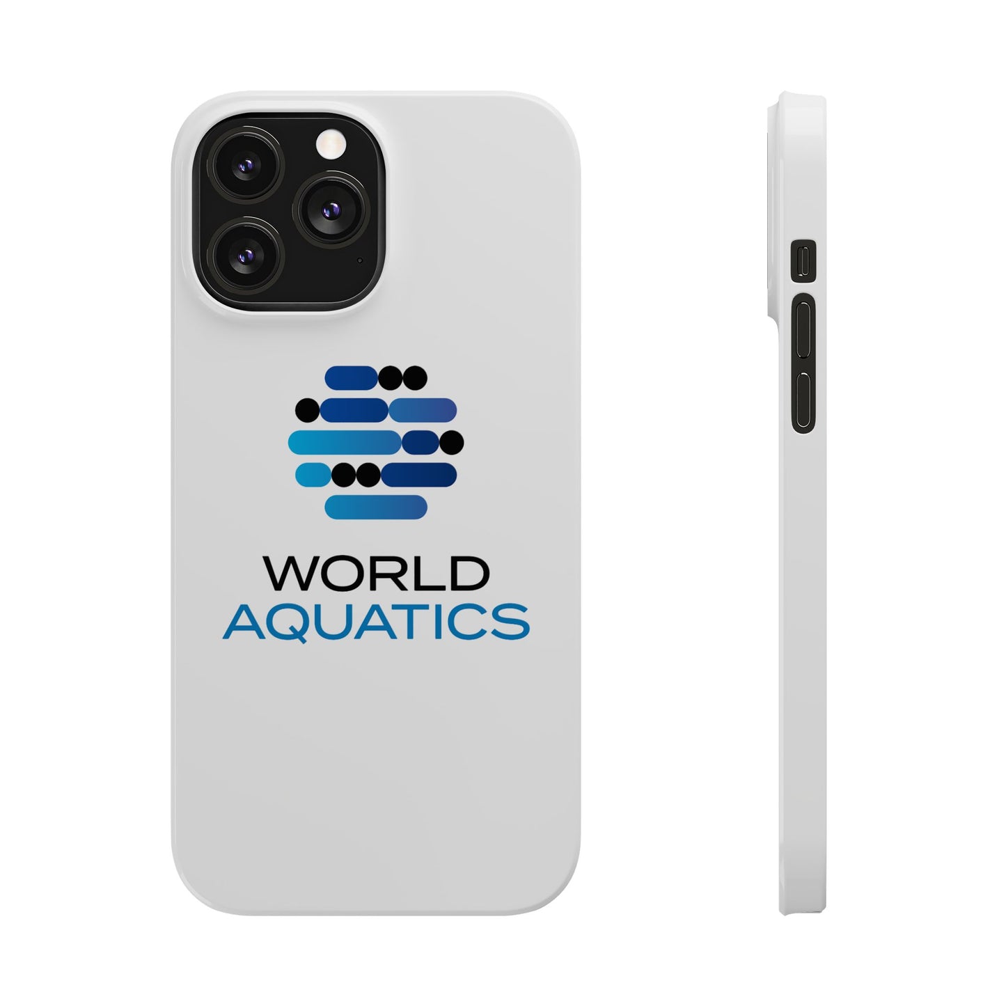 World Aquatics iPhone 16 Pro Case – high-gloss finish, thin profile, and durable Lexan polycarbonate material.