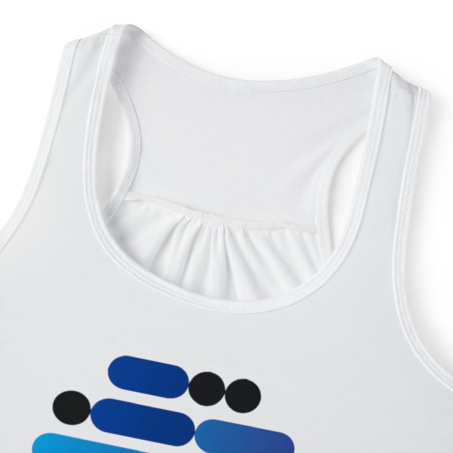 Close-up of racerback design – soft stretch fabric and gathered back detail of the World Aquatics Top.