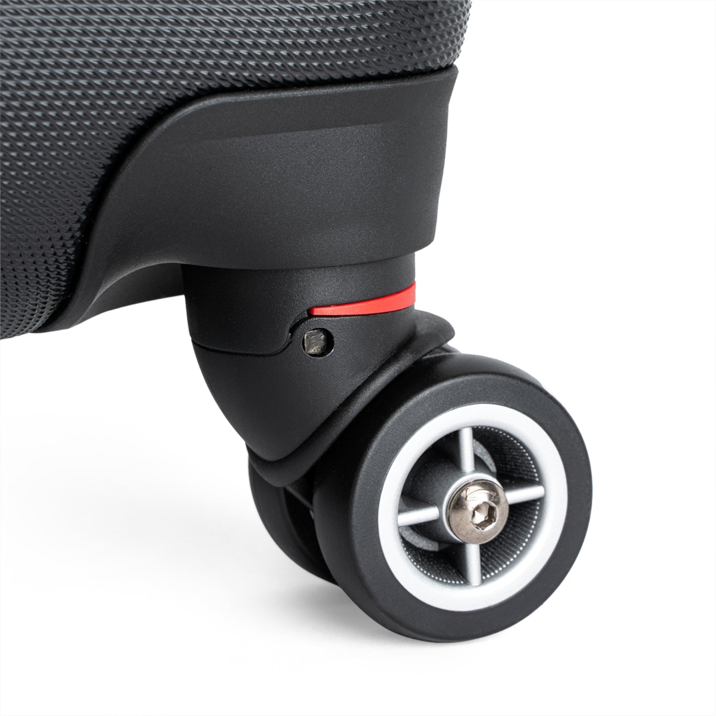 Close-up of World Aquatics Suitcase 360-degree wheels offering smooth, quiet mobility and sturdy travel performance.