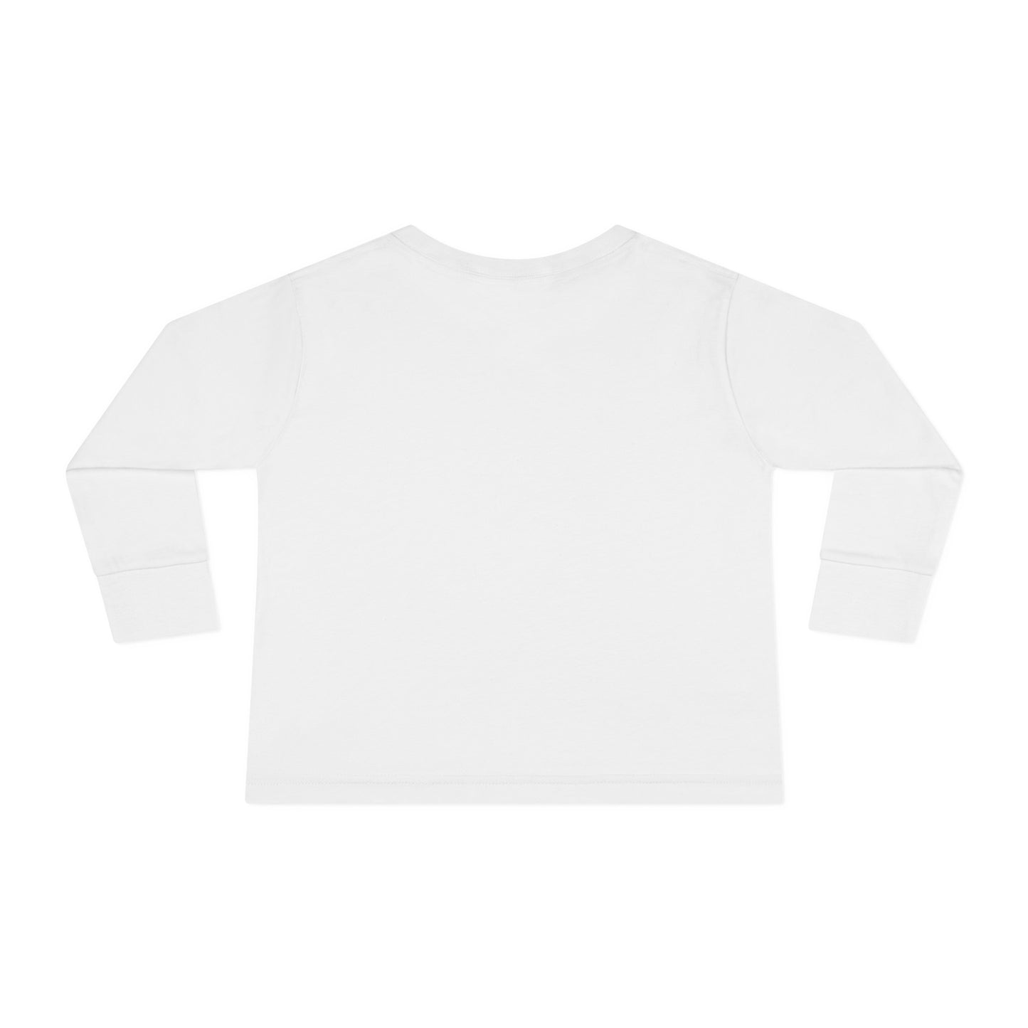 Back view of World Aquatics Toddler Long Sleeve Tee – plain white cotton shirt designed for comfort and movement.