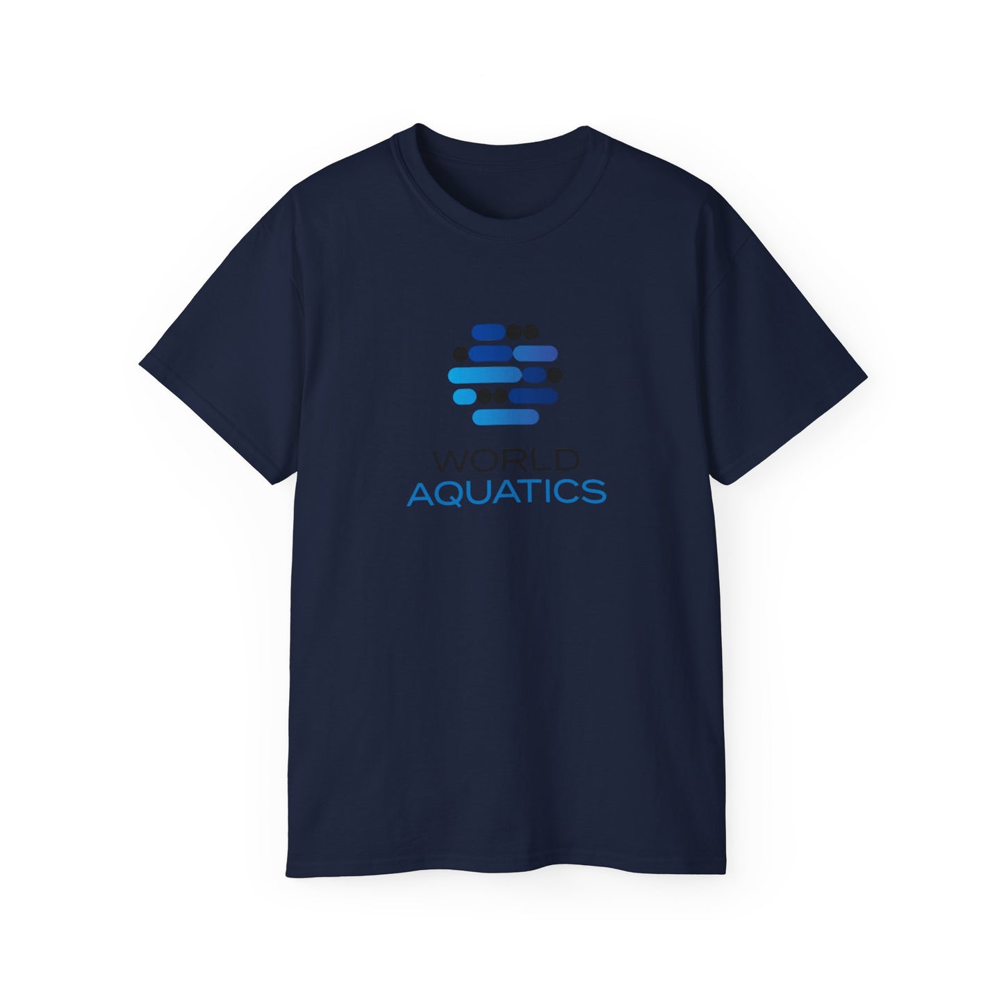 Navy blue World Aquatics Ultra Cotton Tee – bold color cotton tee with high-quality print.