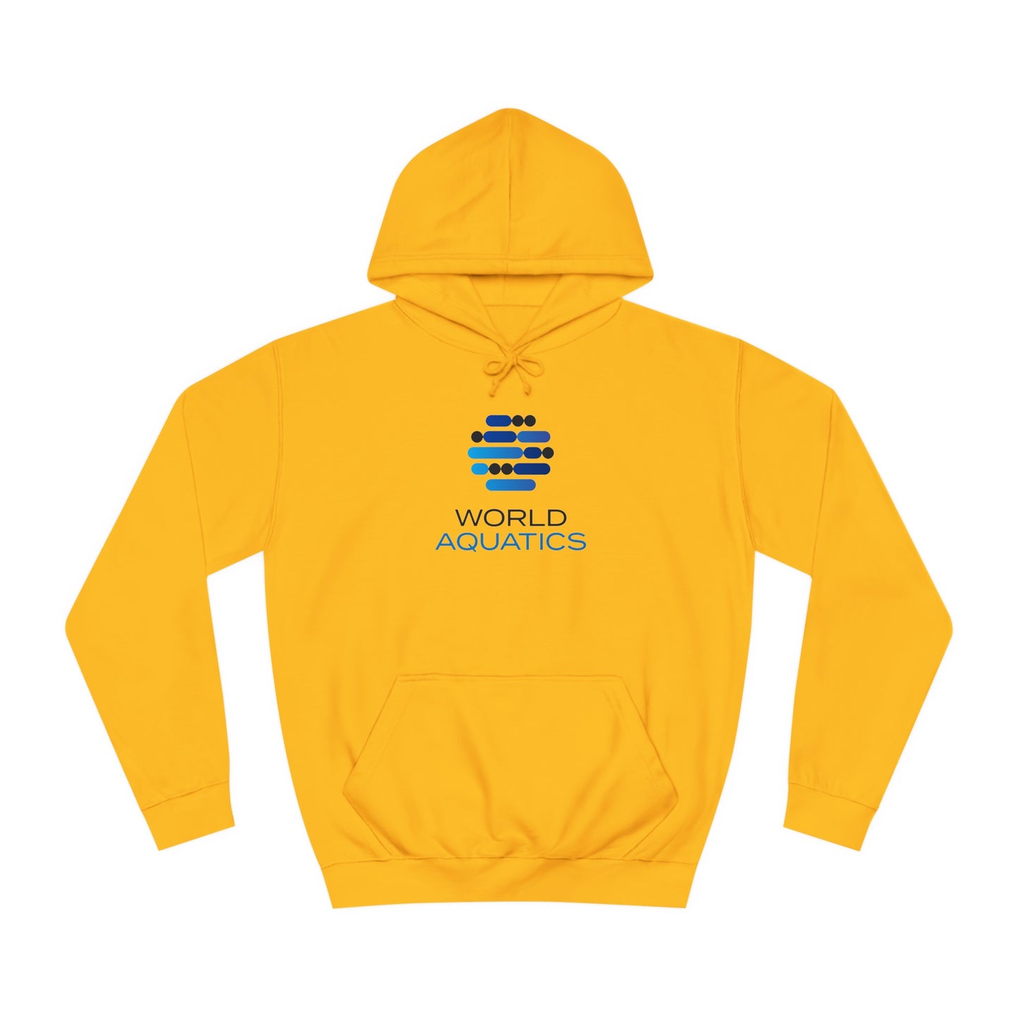 Gold World Aquatics Unisex Hoodie – vibrant, stylish layer for sports or casual use.