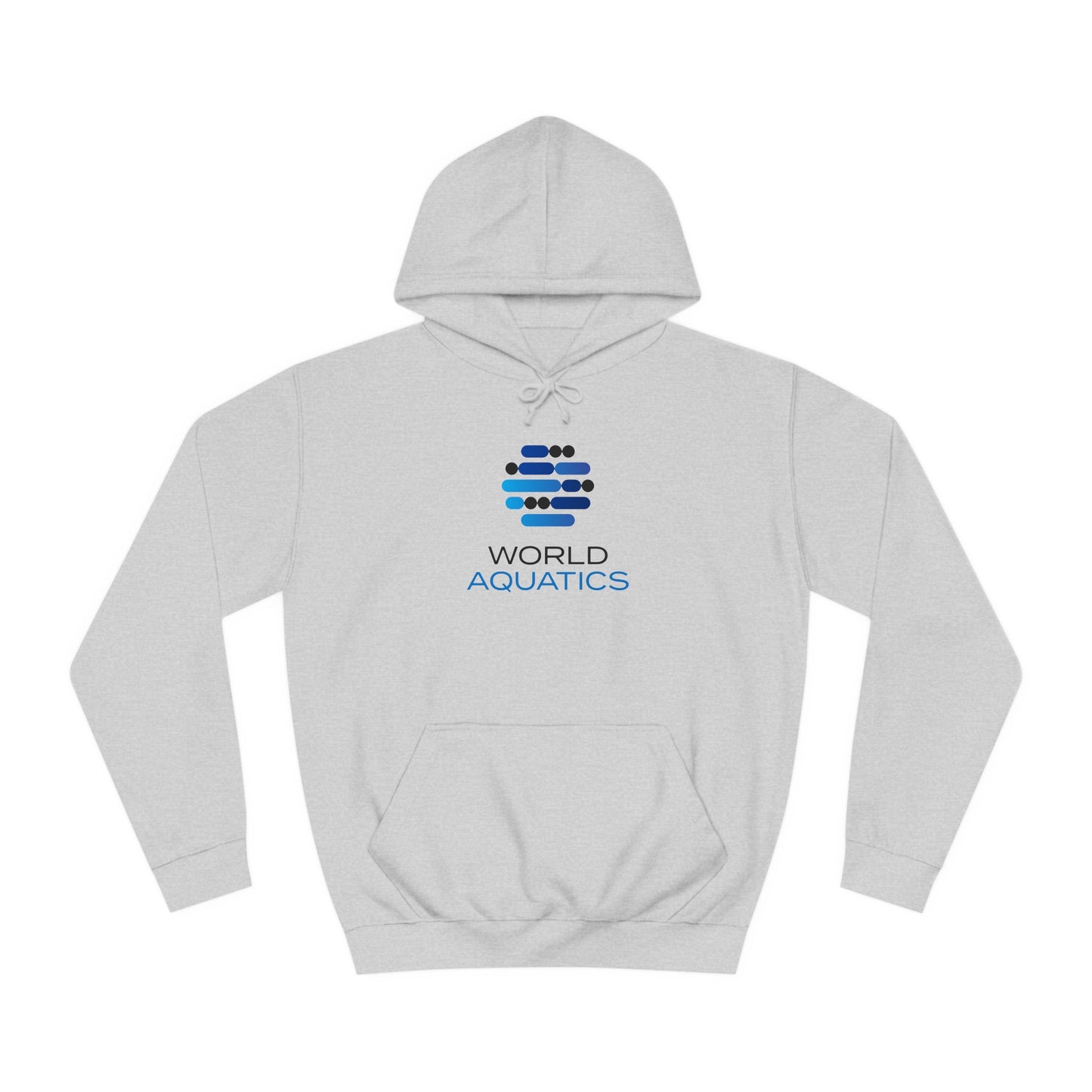 Gray World Aquatics Unisex Hoodie – durable cotton blend with ribbed cuffs and hem.