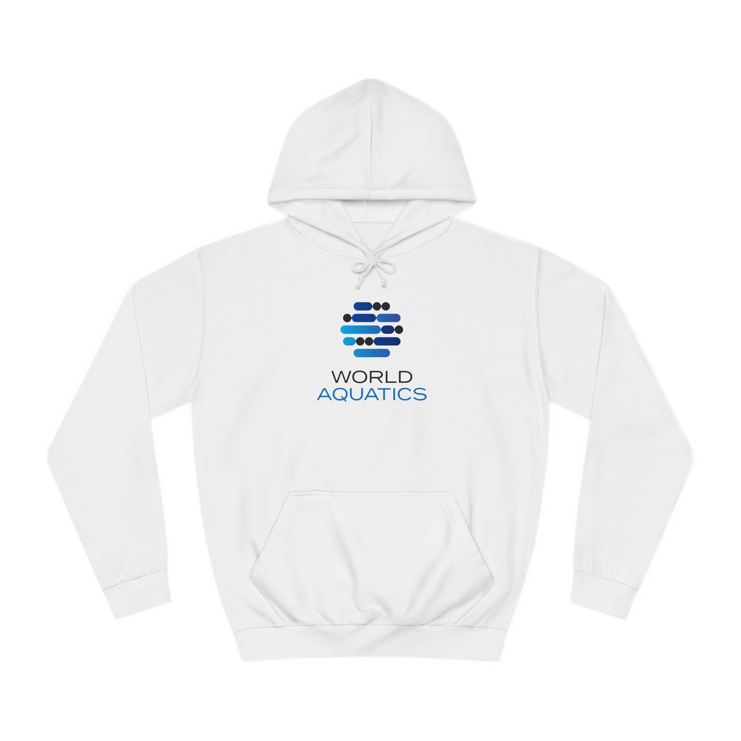 White World Aquatics Unisex Hoodie – classic fit with drawstring hood and kangaroo pocket.
