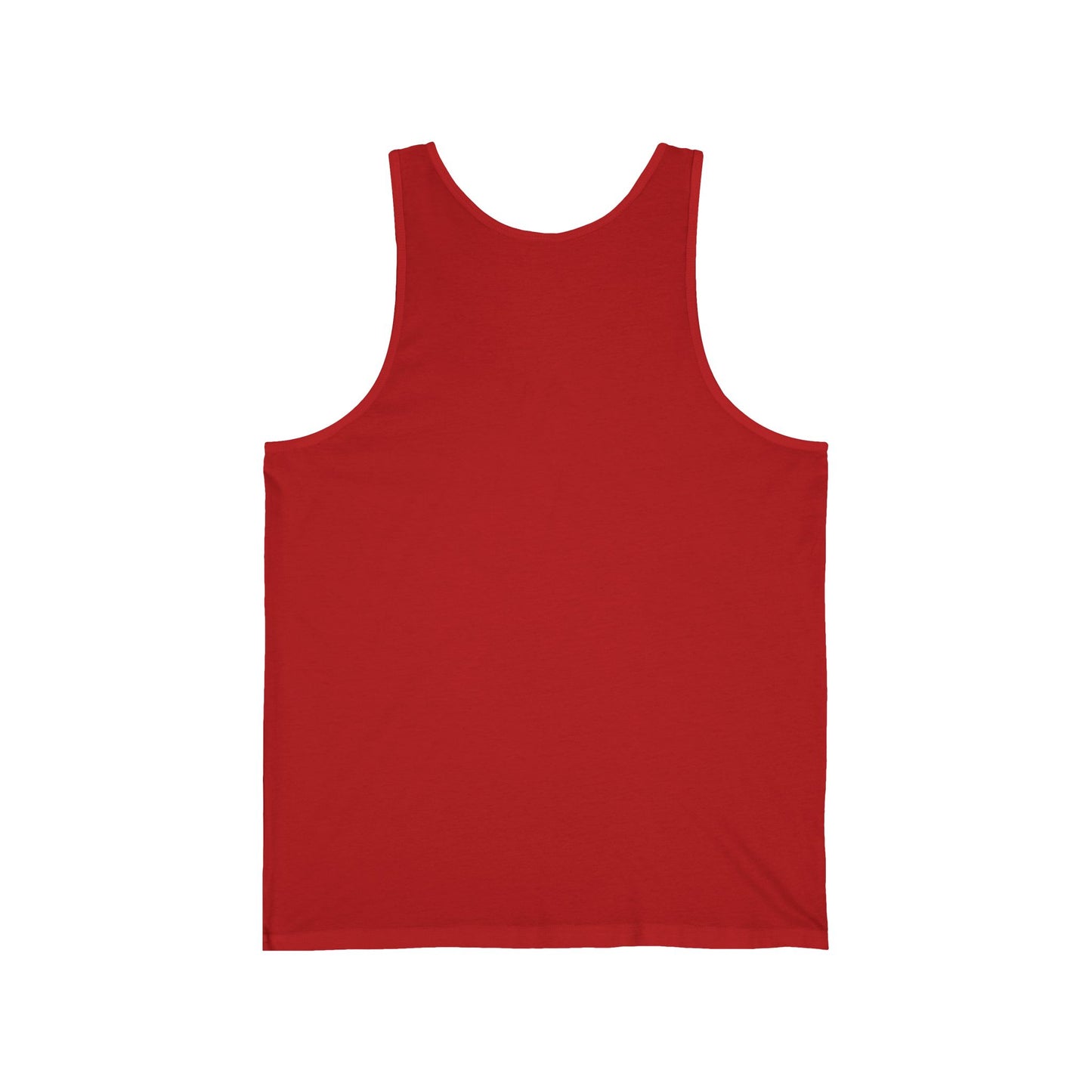 Back view of World Aquatics red tank top – sporty sleeveless design suitable for gym or leisure wear.