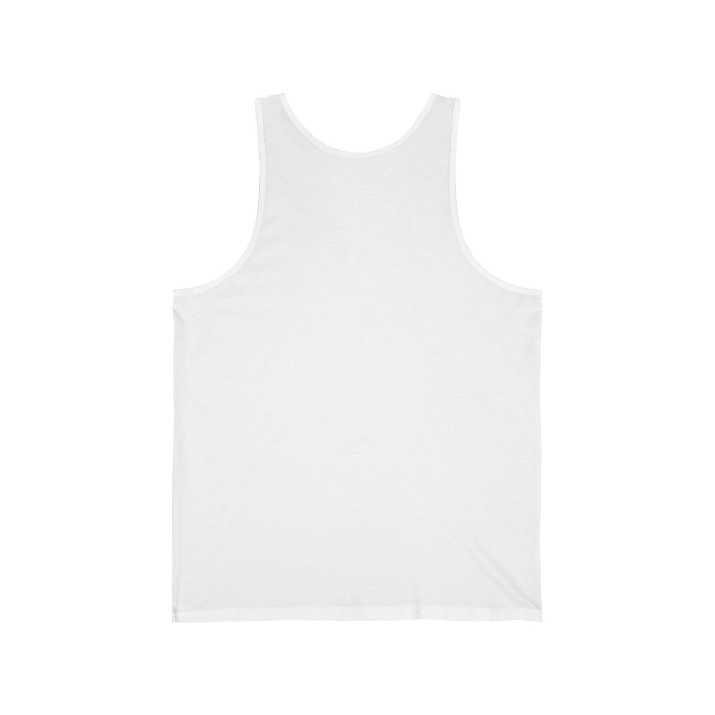 Back view of World Aquatics white tank top – soft cotton feel and classic cut for everyday comfort.