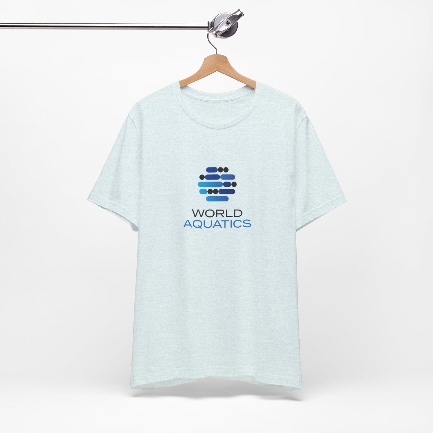 Light blue World Aquatics unisex t-shirt – comfortable, durable cotton tee with classic fit.