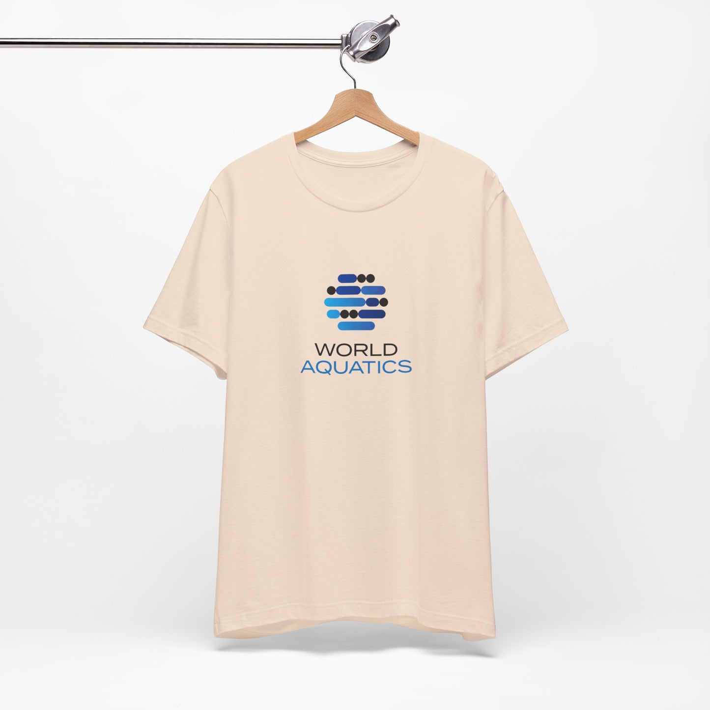 Peach World Aquatics unisex t-shirt – lightweight and breathable design for year-round comfort.