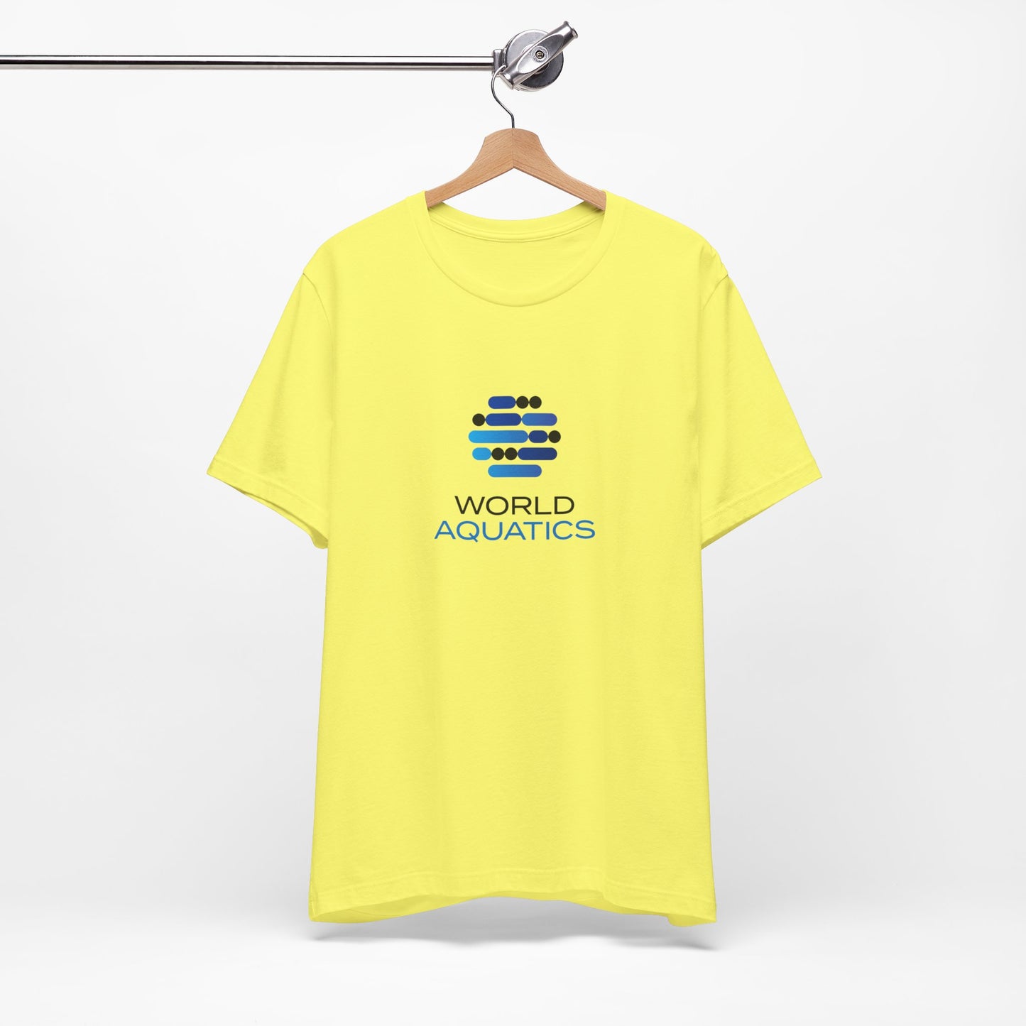 Bright yellow World Aquatics unisex t-shirt – soft, lightweight top perfect for active and relaxed wear.