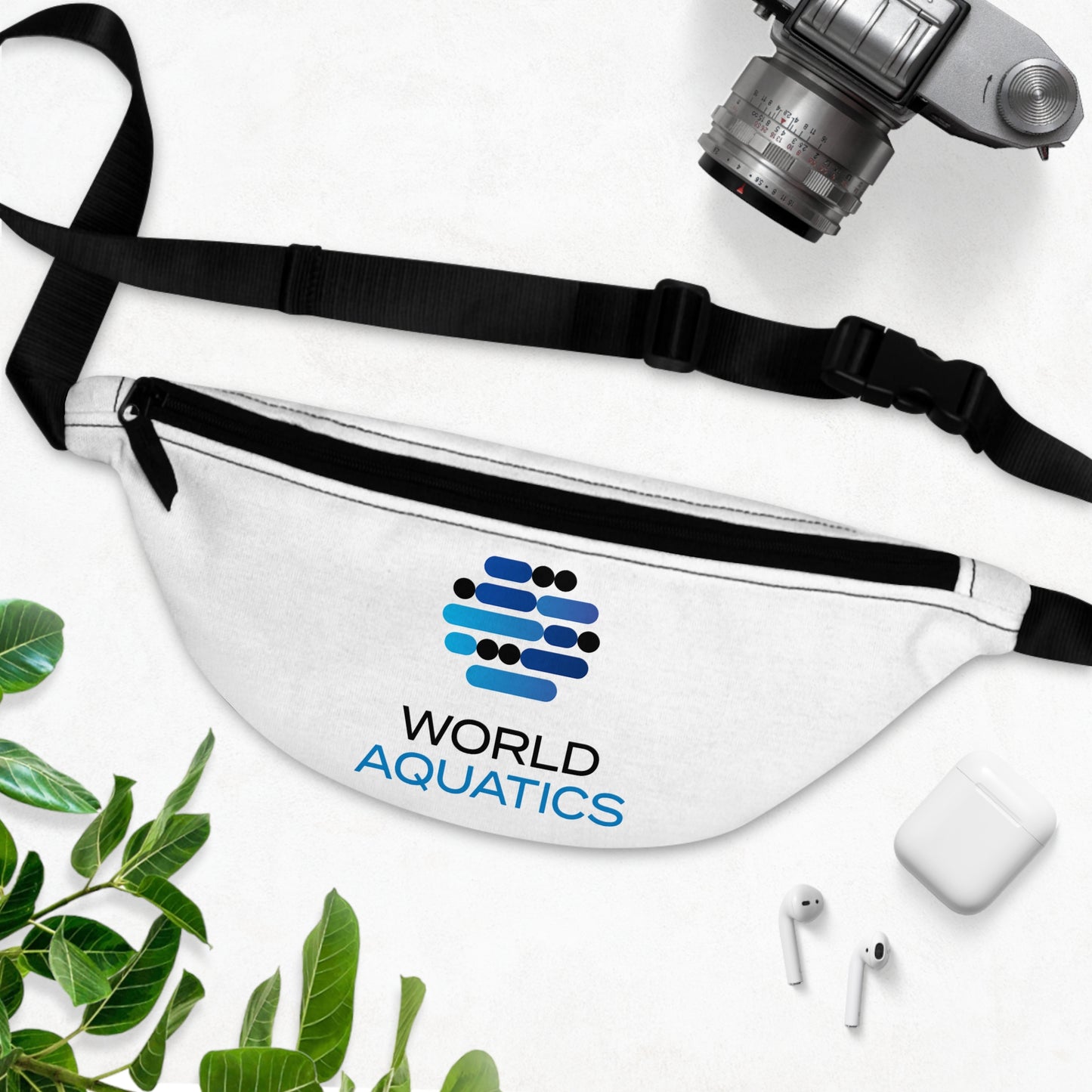 World Aquatics Waist Bag – front view of the durable, versatile waist bag with adjustable strap for gym, travel or daily use.