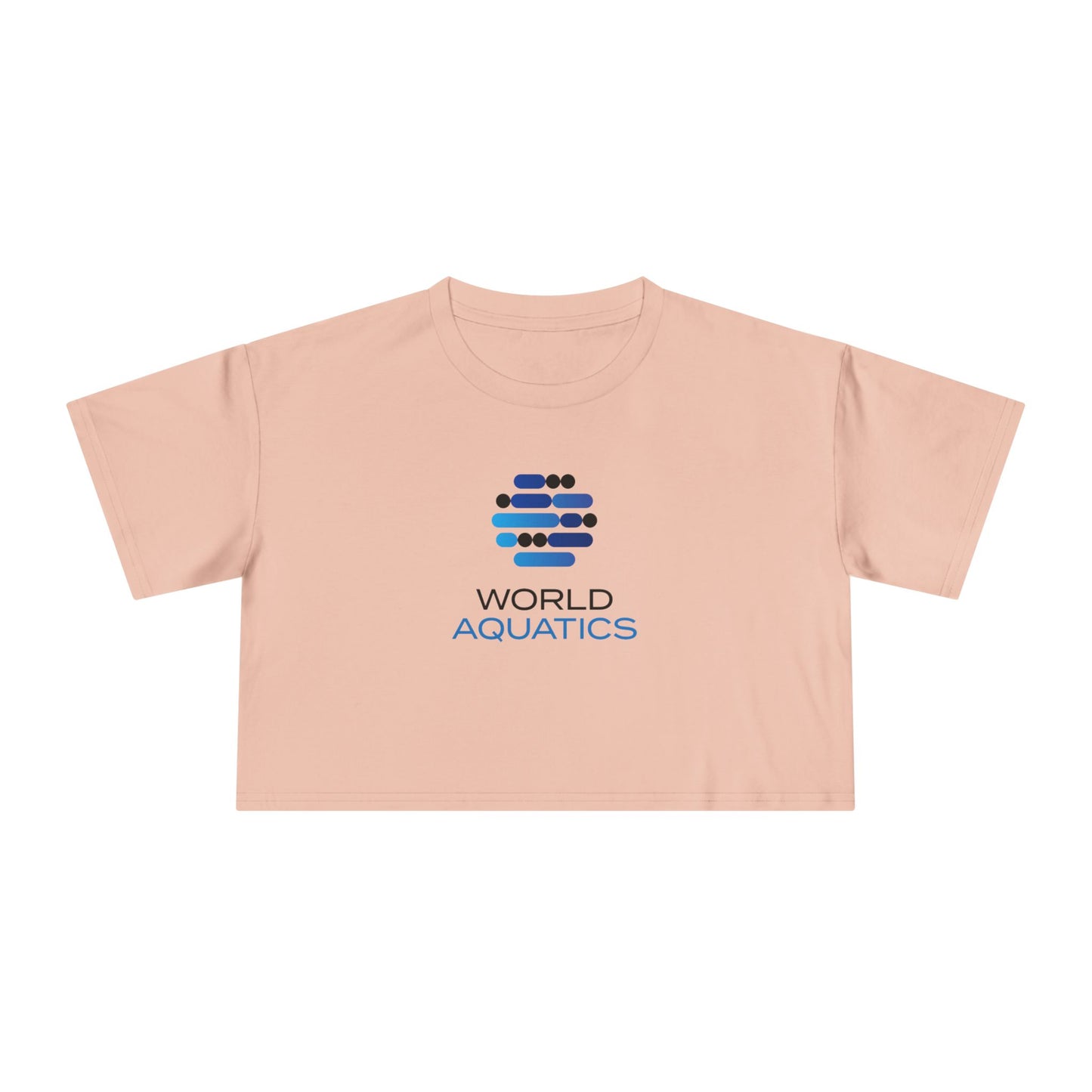 Peach World Aquatics cropped tee – stylish women’s short t-shirt ideal for warm weather and everyday wear.