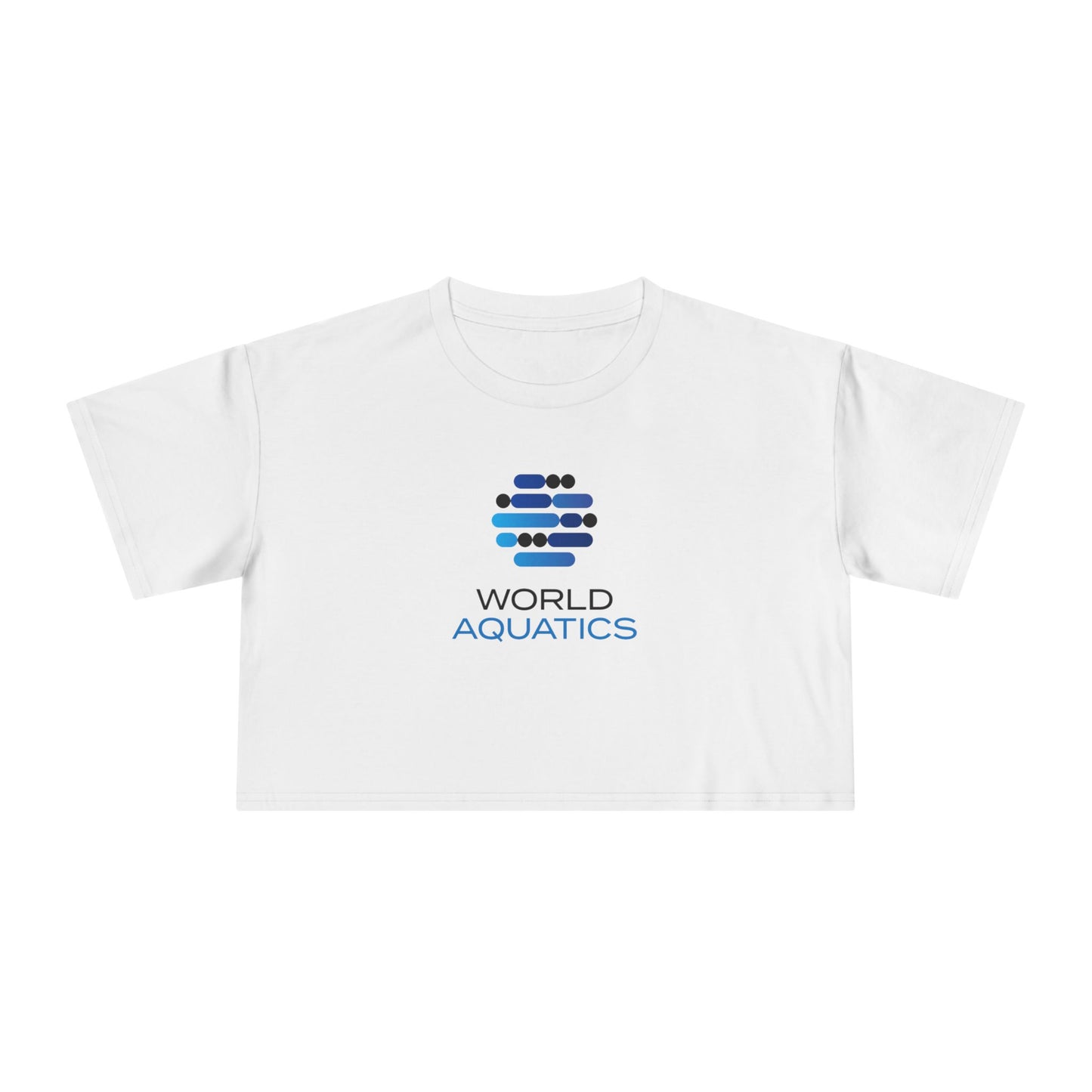 White World Aquatics cropped t-shirt – minimalist design made from soft combed cotton with printed logo.