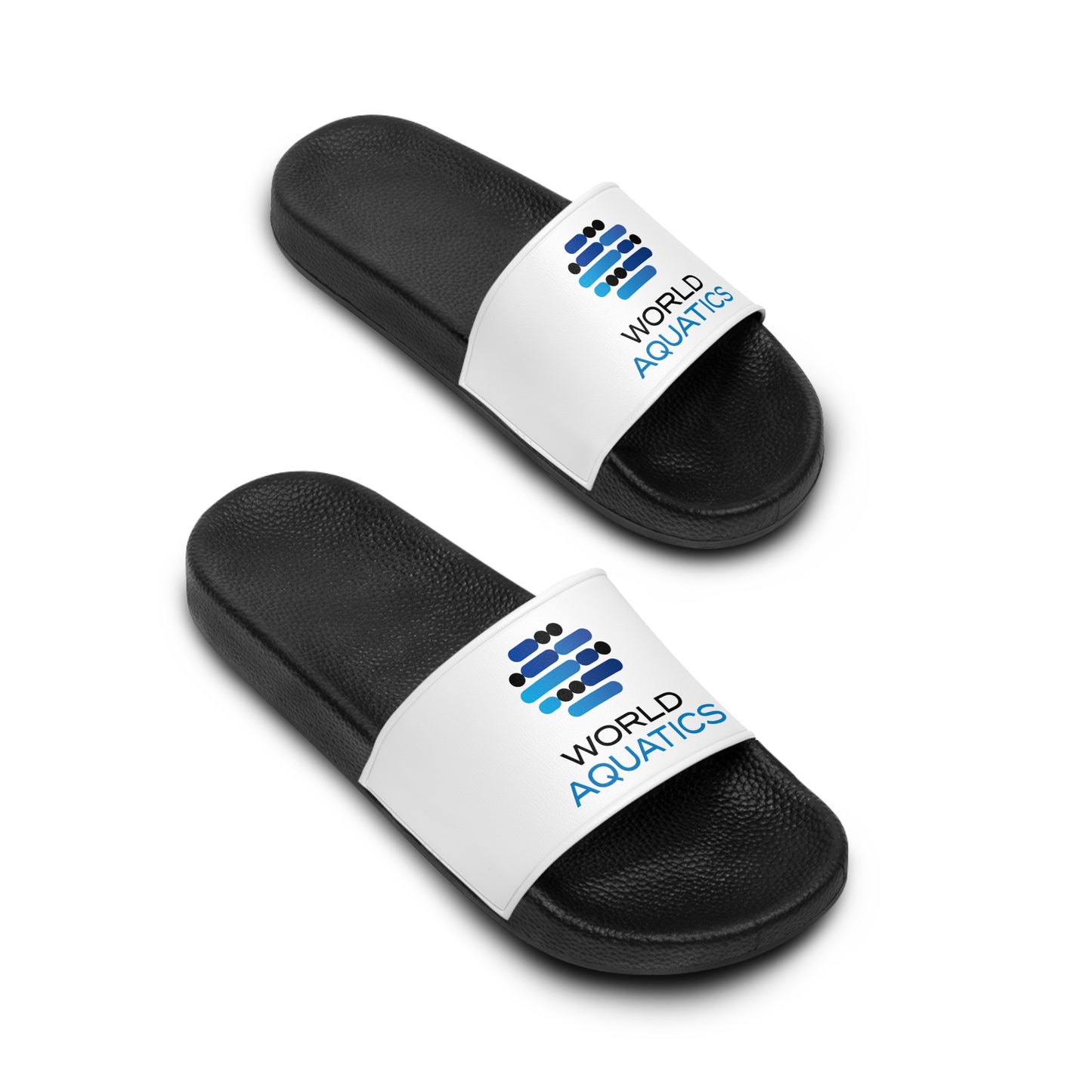 Side view of World Aquatics Women’s PU Slide Sandals highlighting the ergonomic sole design and supportive curved footbed.
