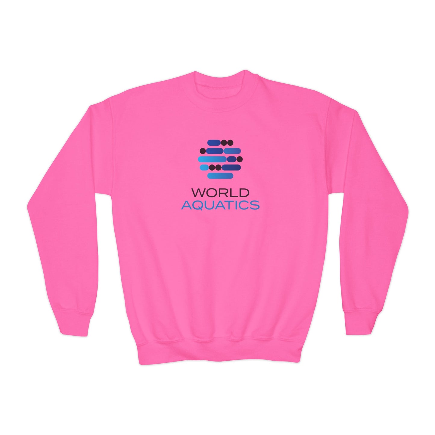 Pink World Aquatics Youth Sweatshirt – fun and soft pullover for kids who love color and comfort.