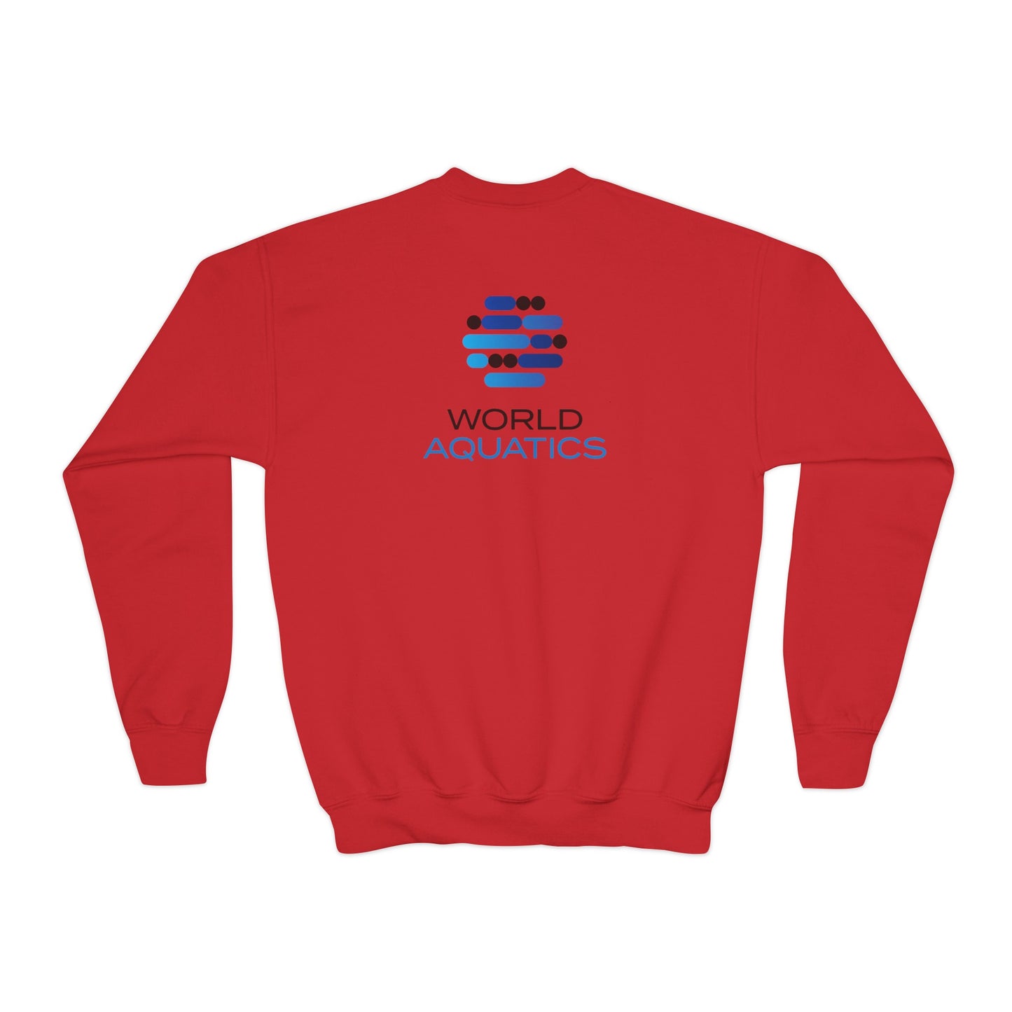 Red World Aquatics Youth Sweatshirt – bright and energetic sweatshirt with World Aquatics logo, perfect for daily wear.