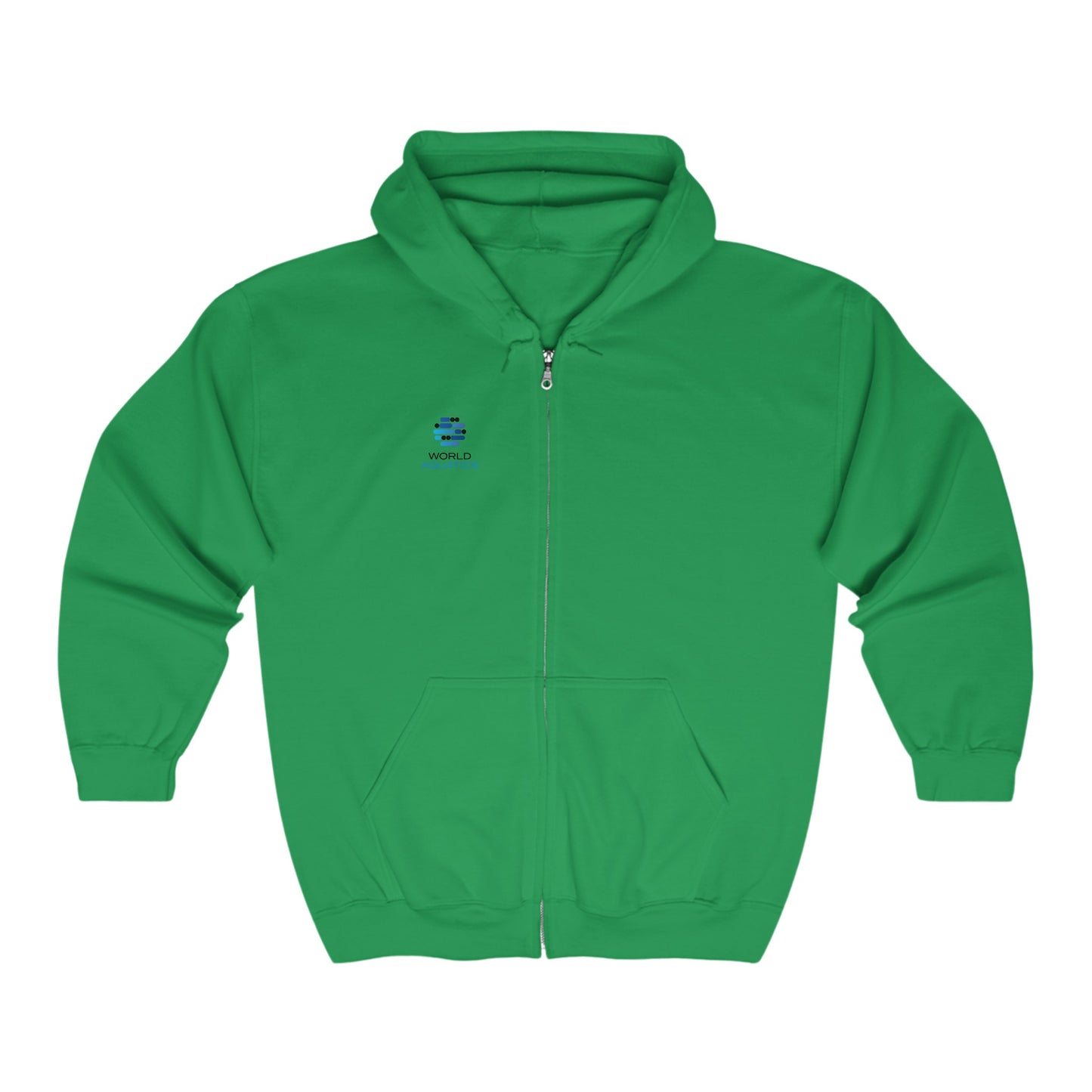 Green World Aquatics Zip-Up Hoodie – stylish zip-up sweatshirt for activewear or casual outfits.