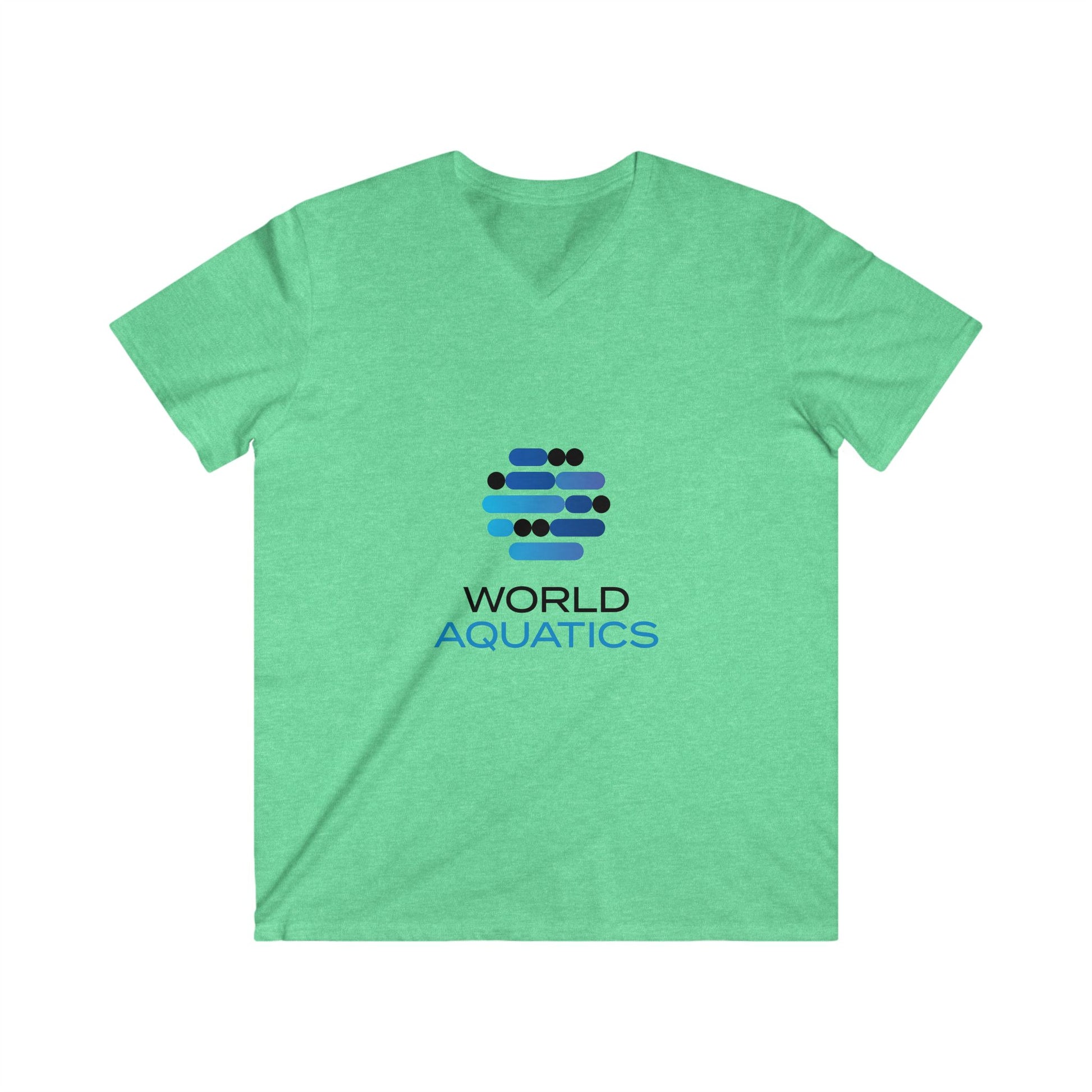 Back view of World Aquatics Men’s V-Neck Tee highlighting smooth finish and quality stitching for comfortable all-day wear.