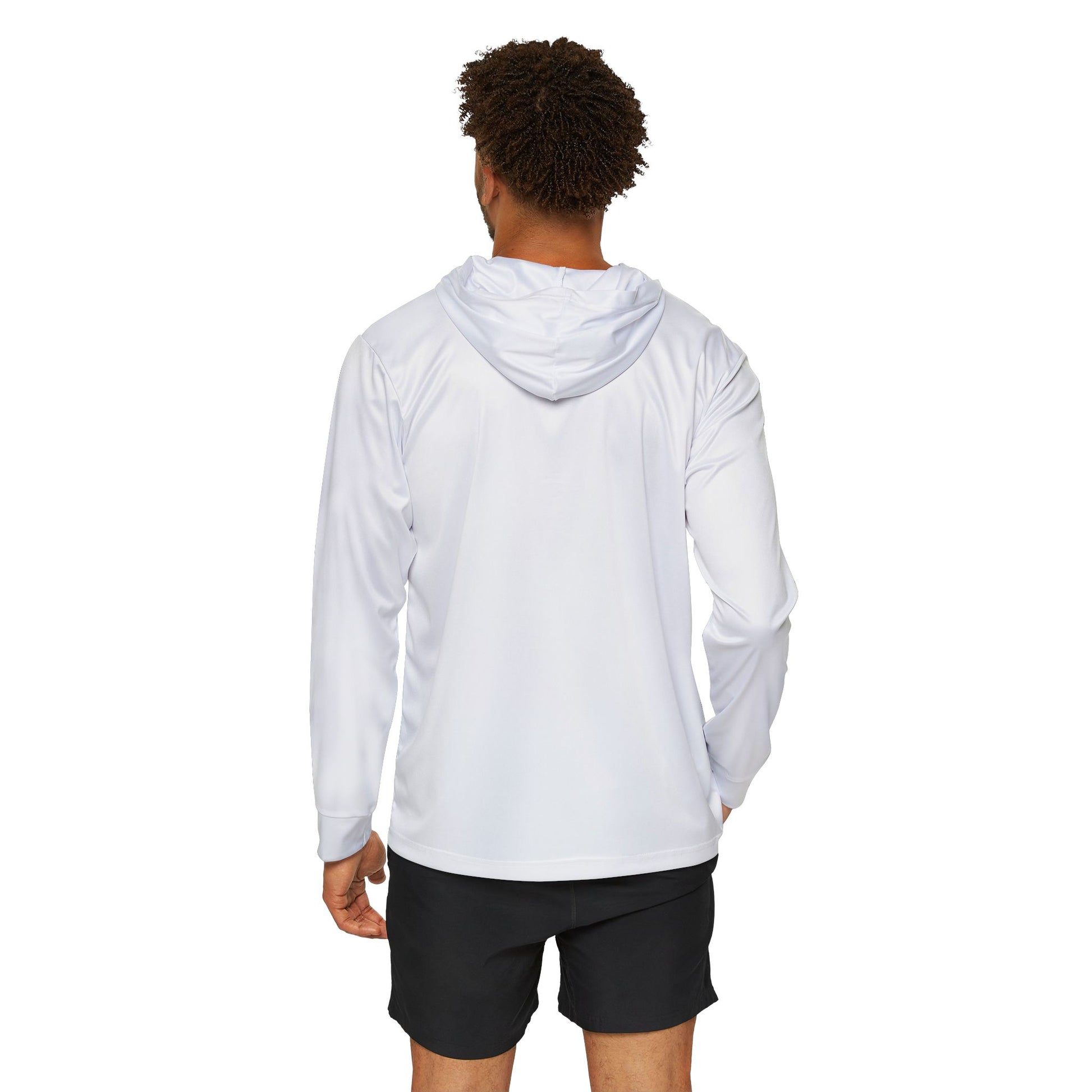Back view of World Aquatics Outdoor Hoodie – breathable athletic top for running, hiking, or training.