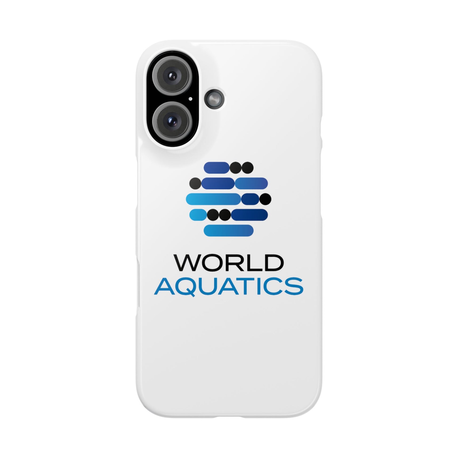 World Aquatics iPhone 14 Pro Max Case – slim protective case featuring vibrant World Aquatics branding.