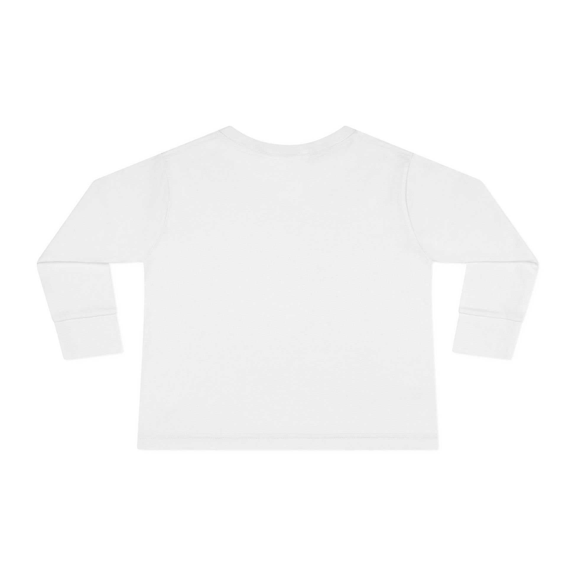 Back view of World Aquatics Toddler Long Sleeve Tee – plain white cotton shirt designed for comfort and movement.