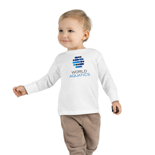 Toddler wearing World Aquatics Long Sleeve Tee – soft 100% cotton shirt with World Aquatics logo, perfect for everyday comfort.