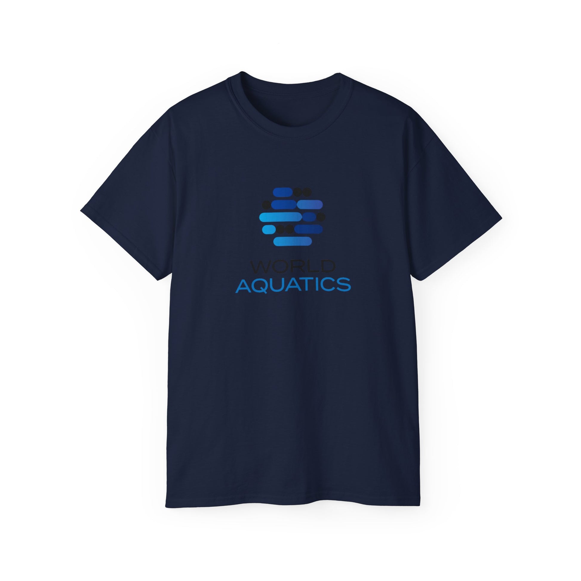 Navy blue World Aquatics Ultra Cotton Tee – bold color cotton tee with high-quality print.