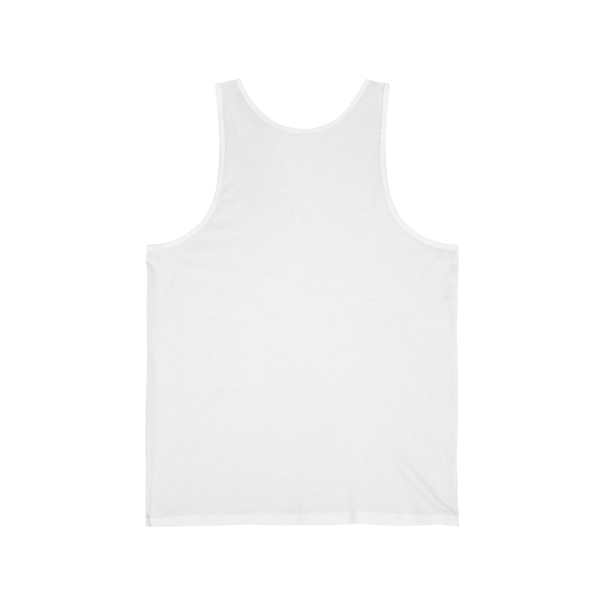Back view of World Aquatics white tank top – soft cotton feel and classic cut for everyday comfort.