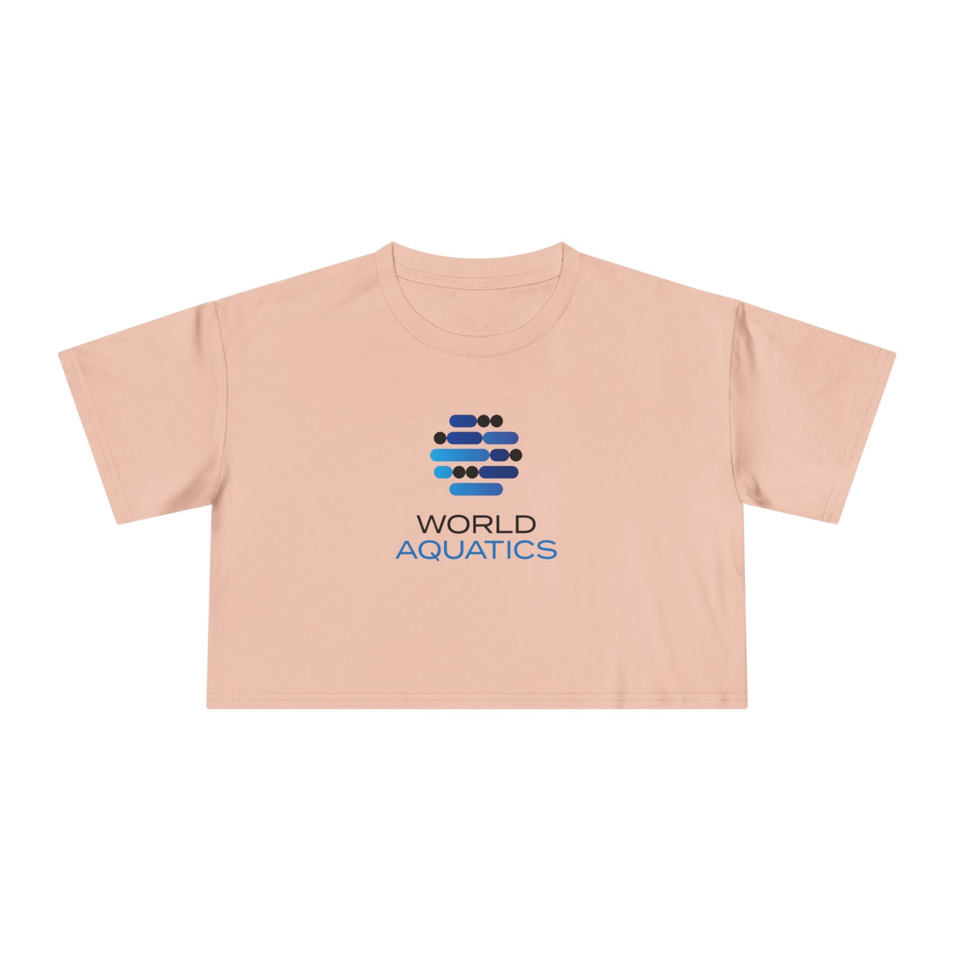 Peach World Aquatics cropped tee – stylish women’s short t-shirt ideal for warm weather and everyday wear.